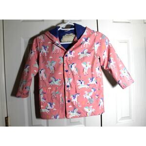 Harley Girl's Pink Unicorn Print Terry Lined Color Changing Raincoat sz 5